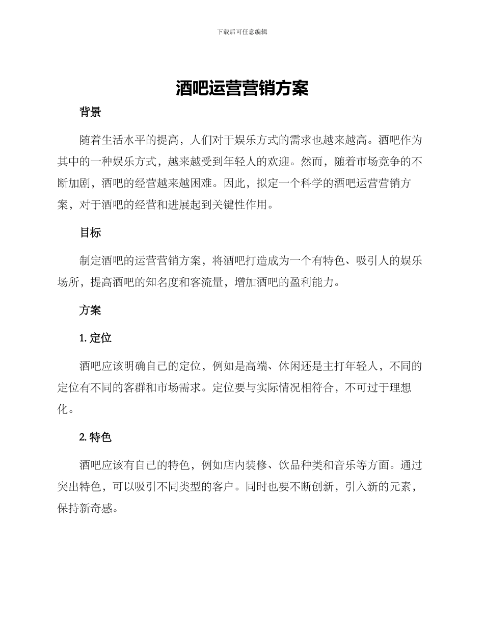 酒吧运营营销方案_第1页