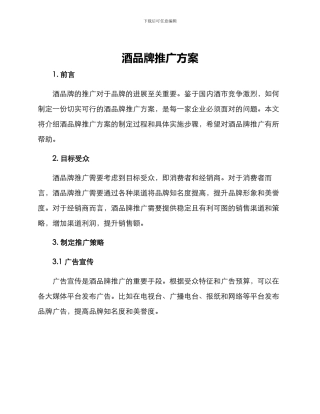酒品牌推广方案