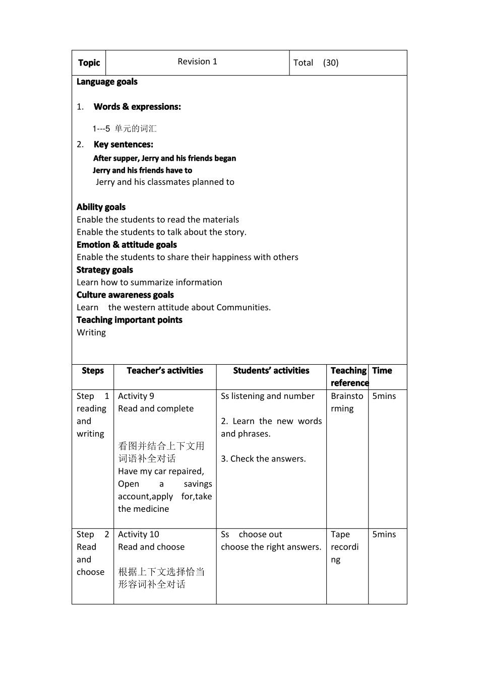 中职英语拓展模块教案第十四周_第1页