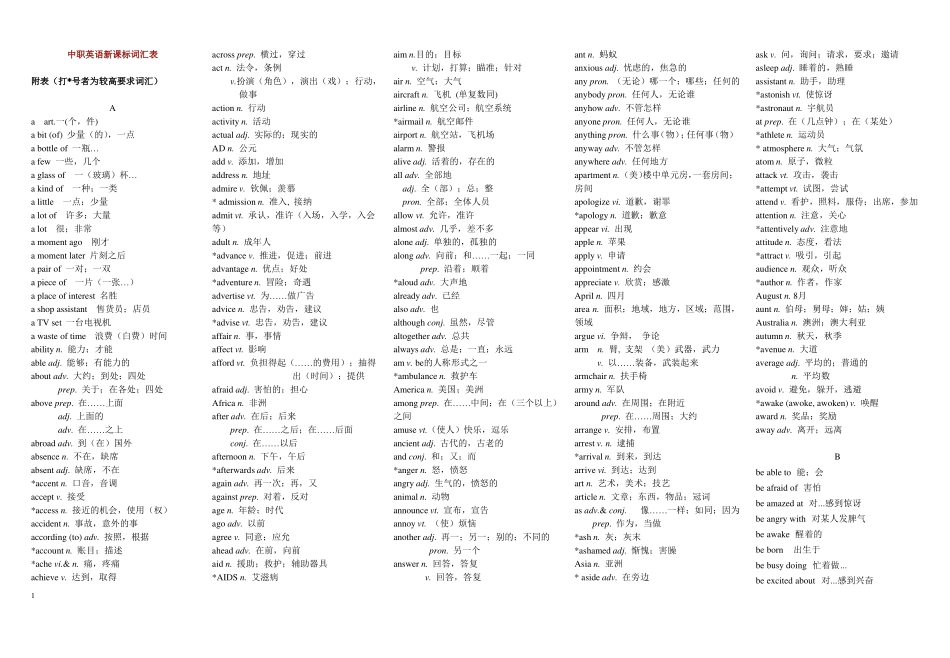 中职英语词汇表有释义_第1页