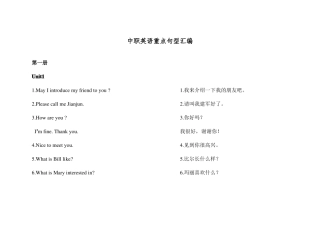 中职英语重点句型汇编