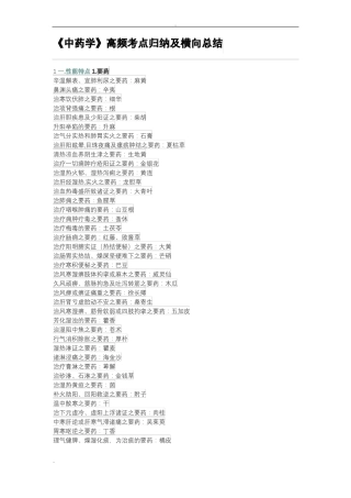 中药学高频考点归纳及横向总结