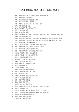 中药里的要药、宜药、圣药、良药、常用药