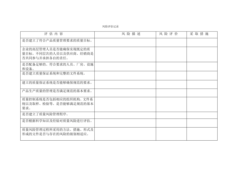 中药饮片质量风险评价记录_第1页