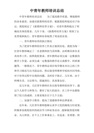 中青年教师培训总结