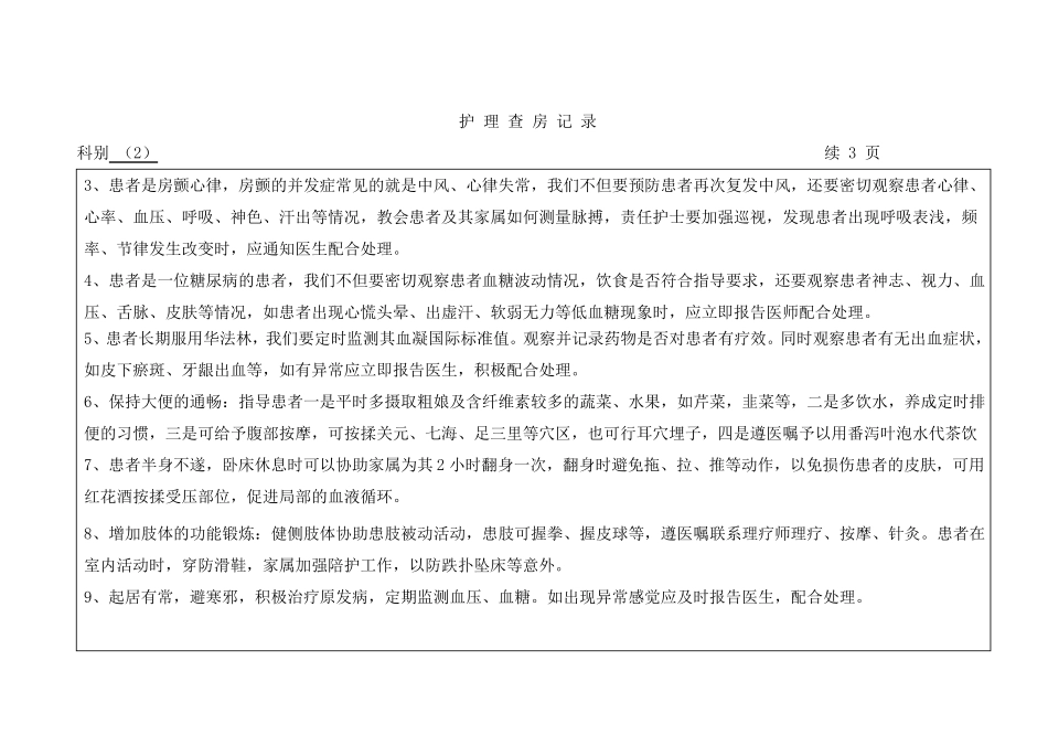 中风脑梗塞护理查房记录_第3页