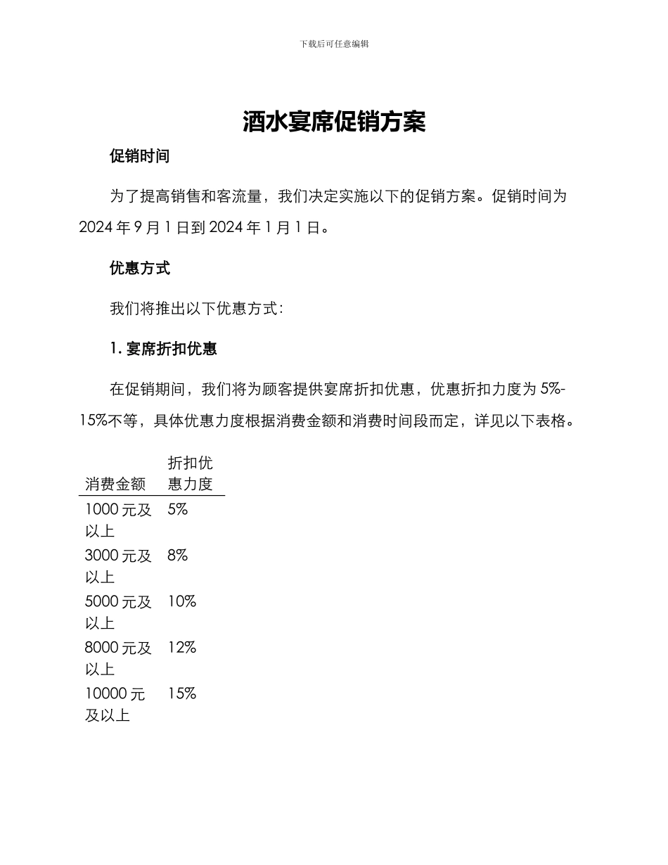 酒水宴席促销方案_第1页