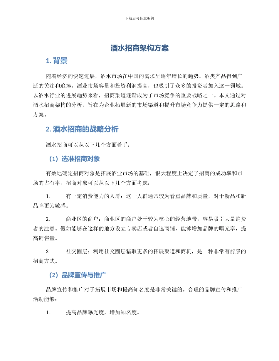 酒水招商架构方案_第1页