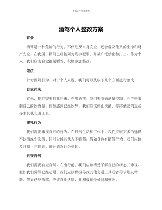 酒驾个人整改方案