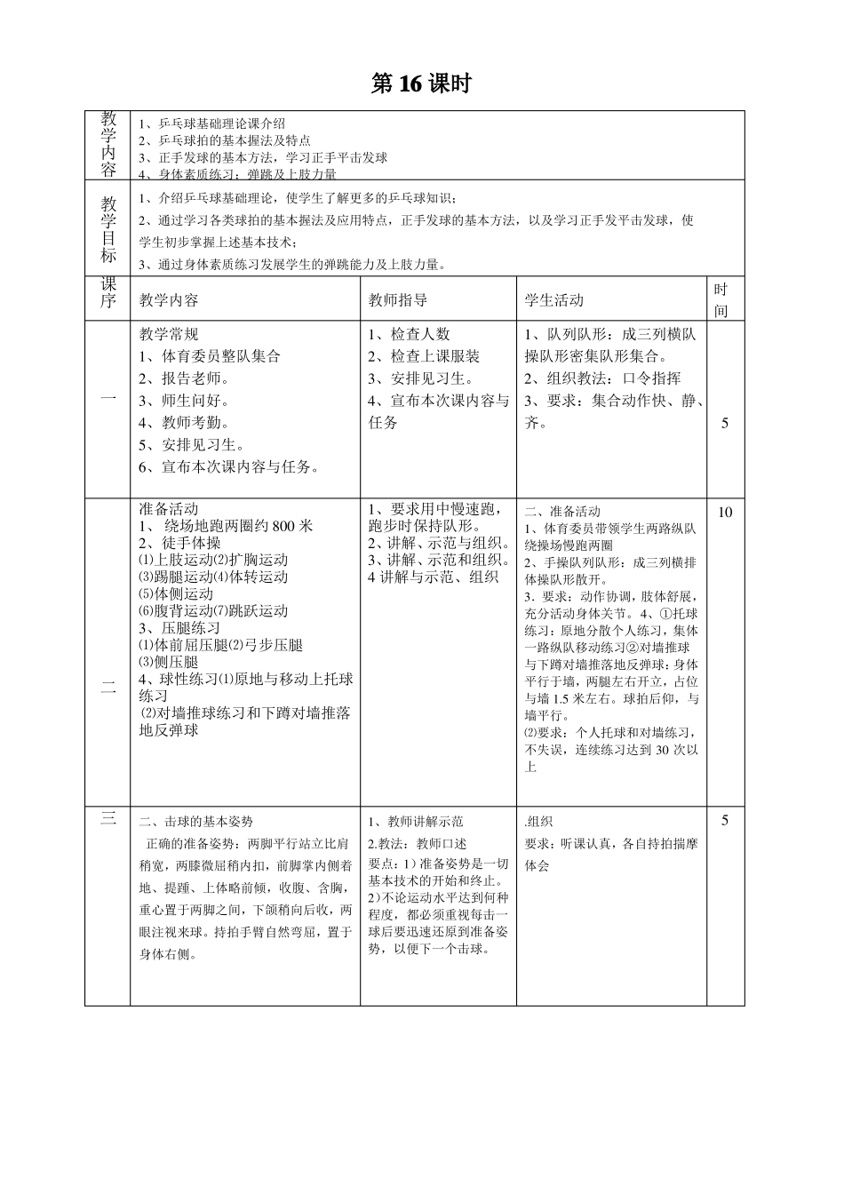 乒乓球体育课教案_第1页