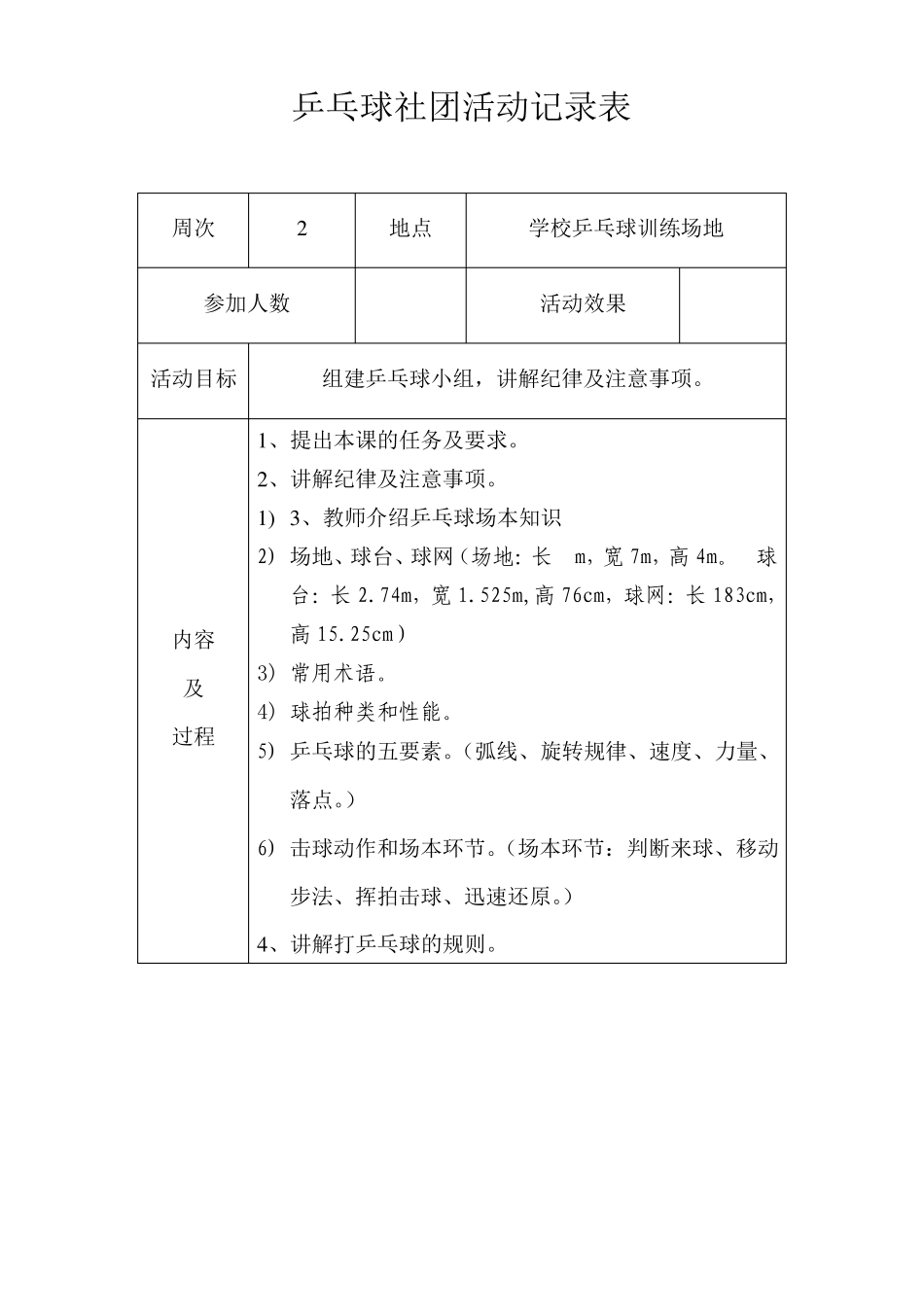 乒乓球兴趣小组活动记录_第2页