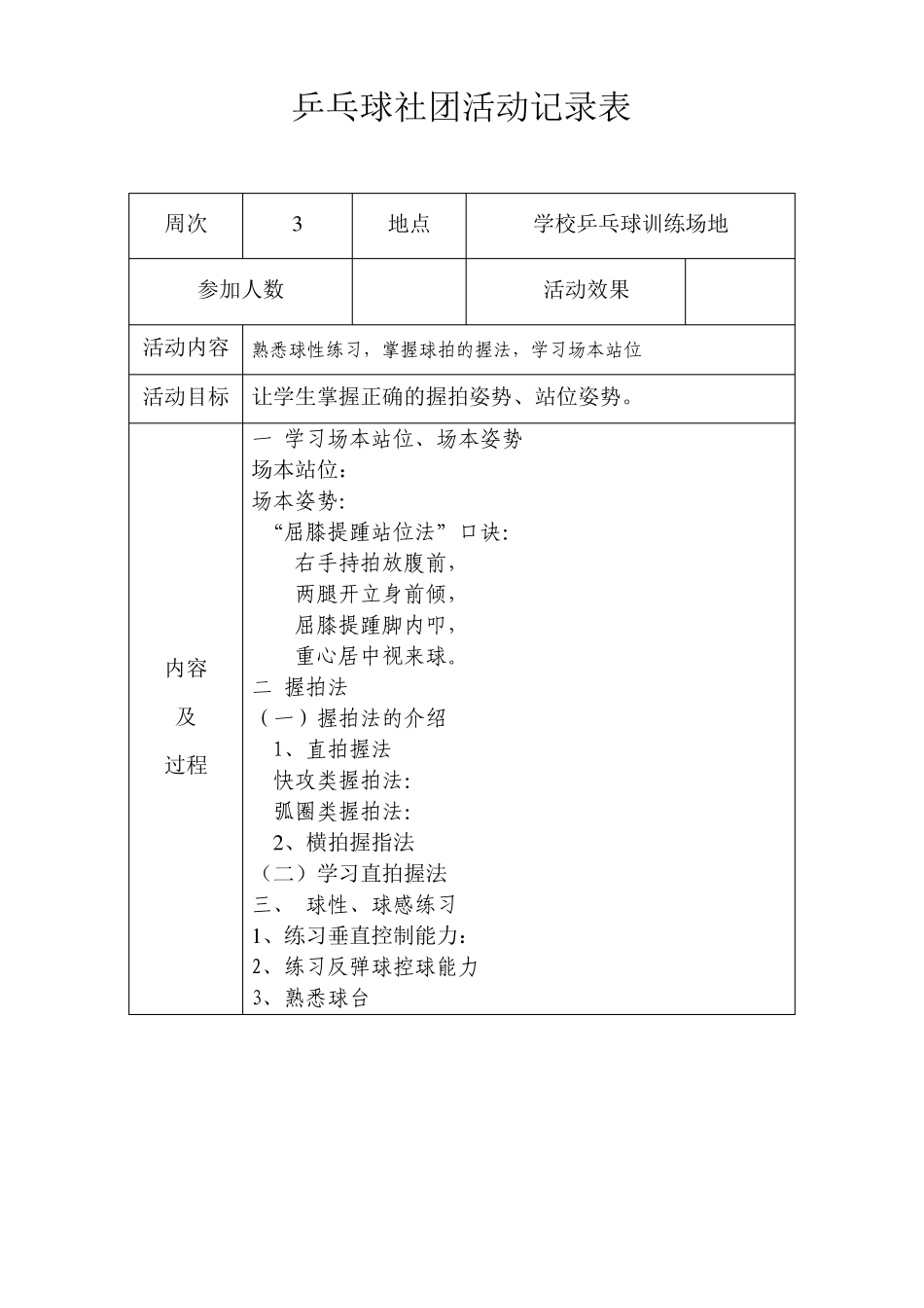 乒乓球兴趣小组活动记录_第3页
