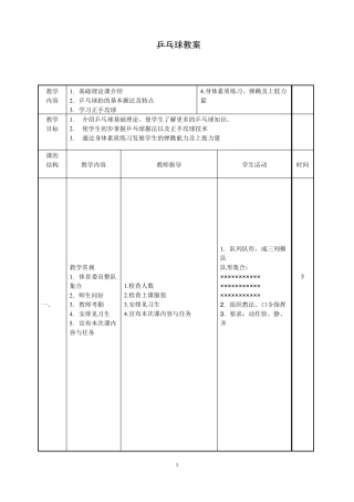 乒乓球基础教案