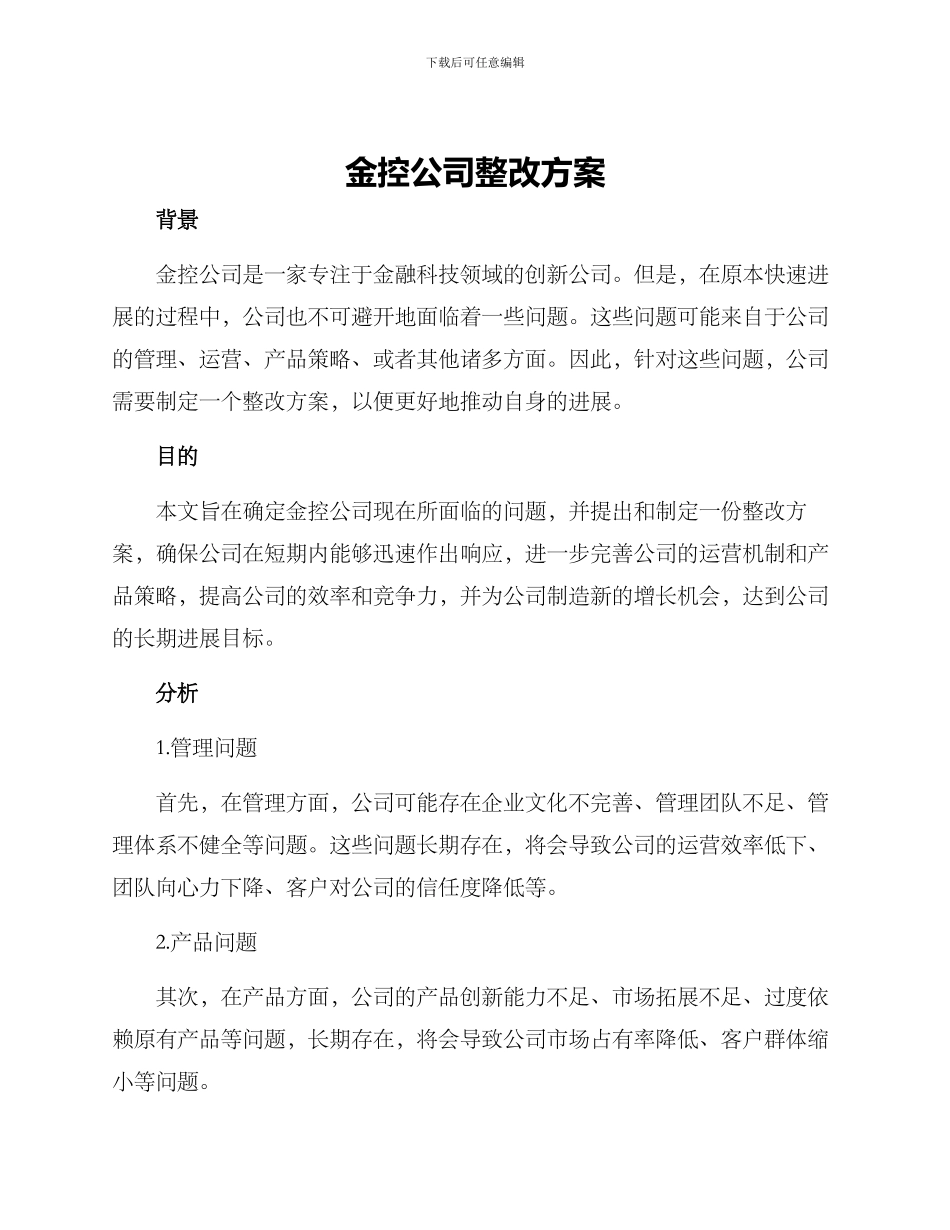 金控公司整改方案_第1页