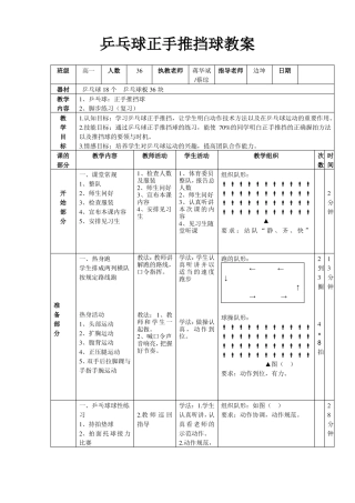 乒乓球正手推挡球教案