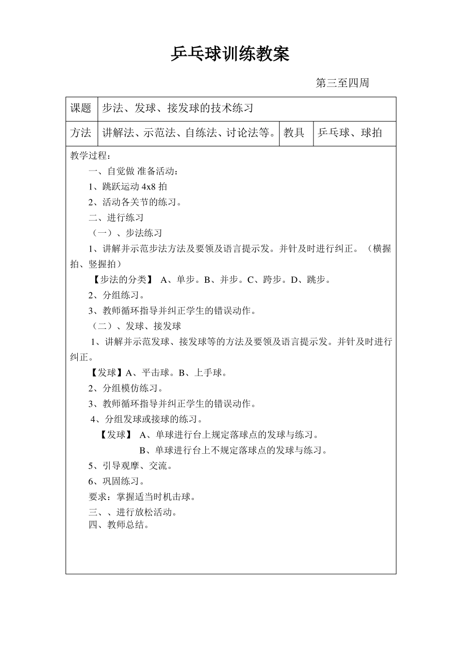 乒乓球训练教案_第2页