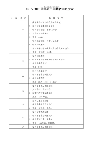乒乓球训练计划及教案---乒乓球教案