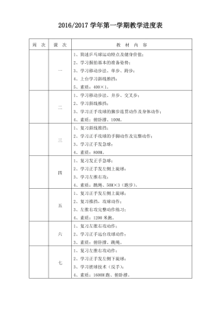 乒乓球训练计划及教案乒乓球教案