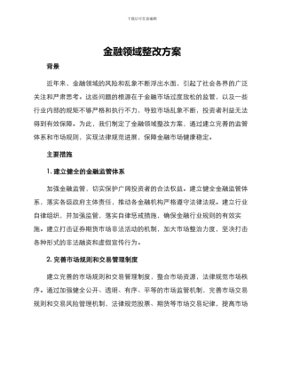 金融领域整改方案