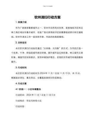 钦州清扫行动方案