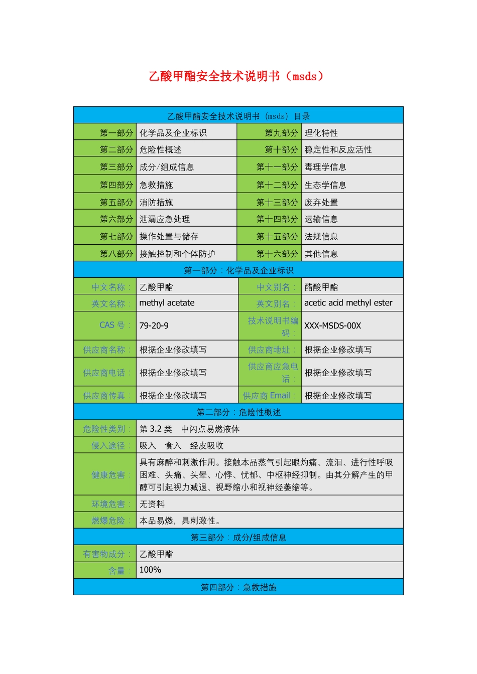 乙酸甲酯安全技术说明书msds_第1页