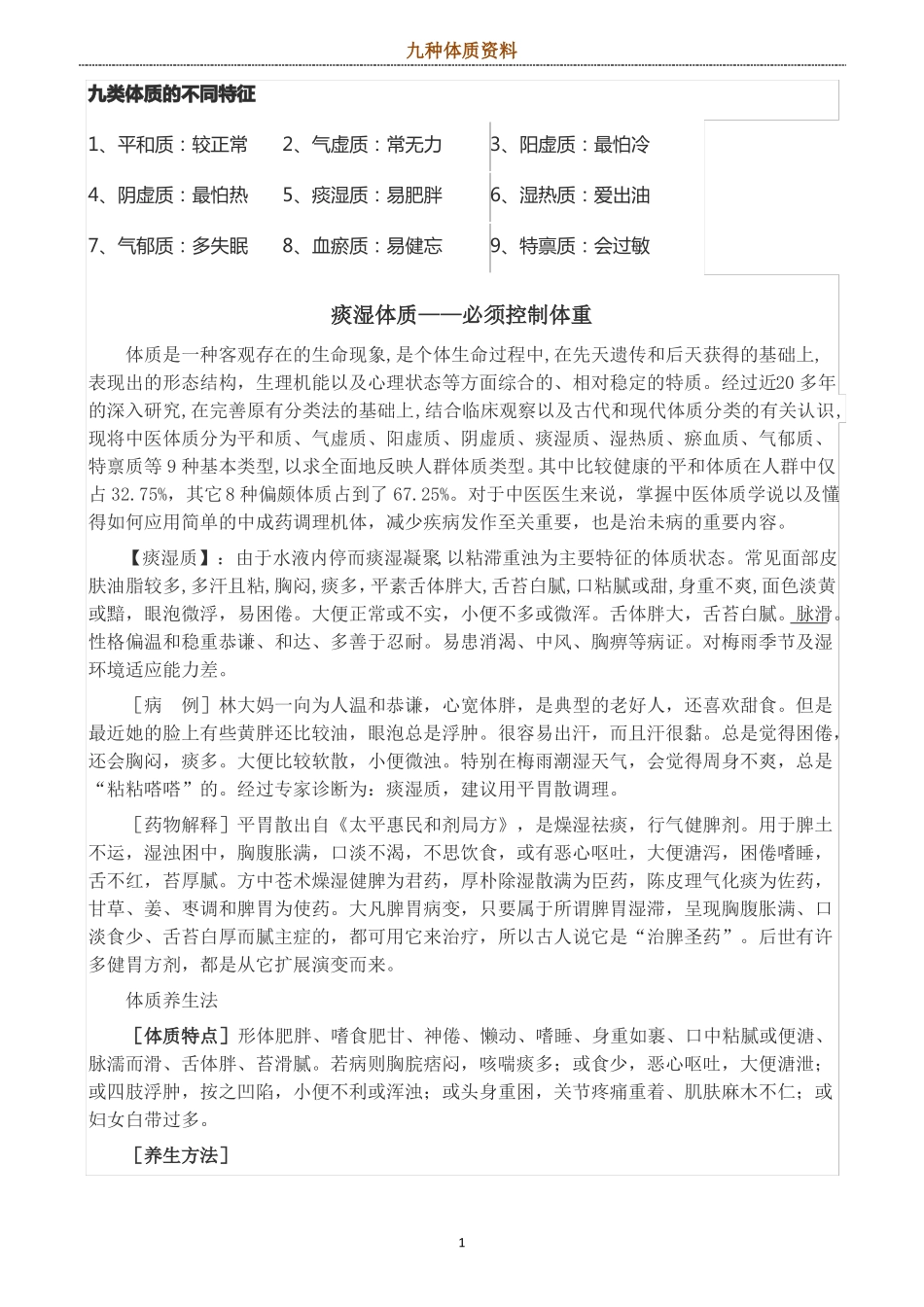 九大体质详解_第1页