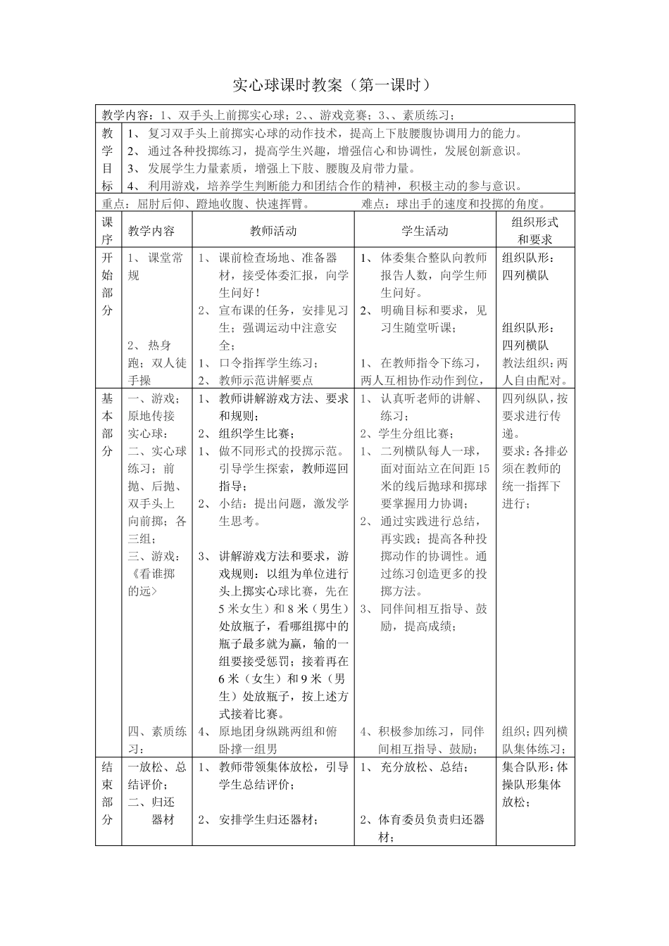 九年级体育实心球教案_第2页
