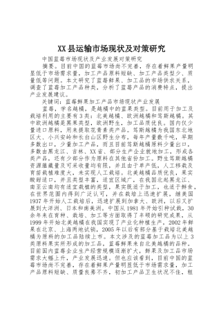 XX县运输市场现状及对策研究_1