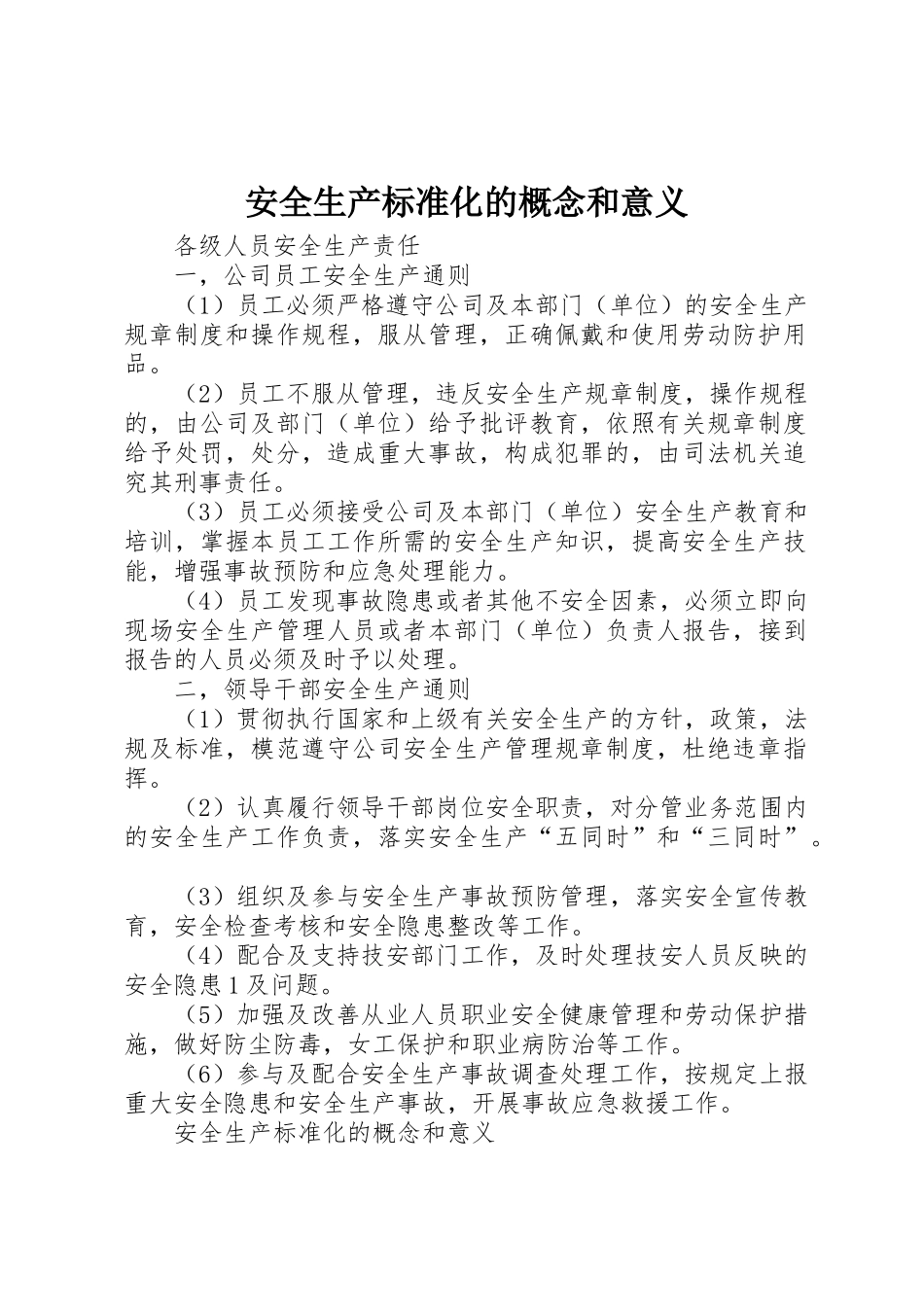 安全生产标准化的概念和意义_第1页