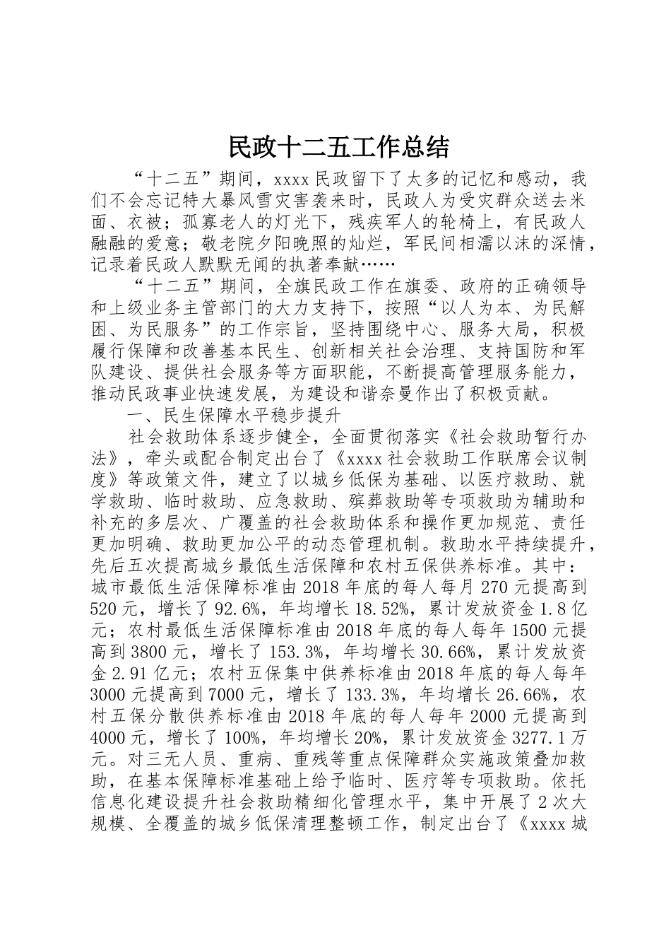 民政十二五工作总结_第1页