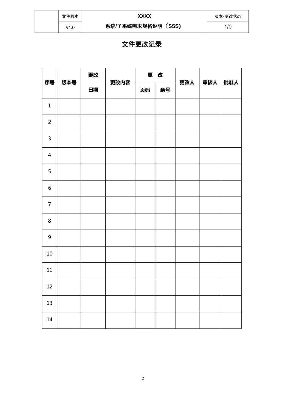 系统子系统需求规格说明(SSS)文档标准模版_第2页