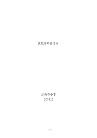新教师培养计划 