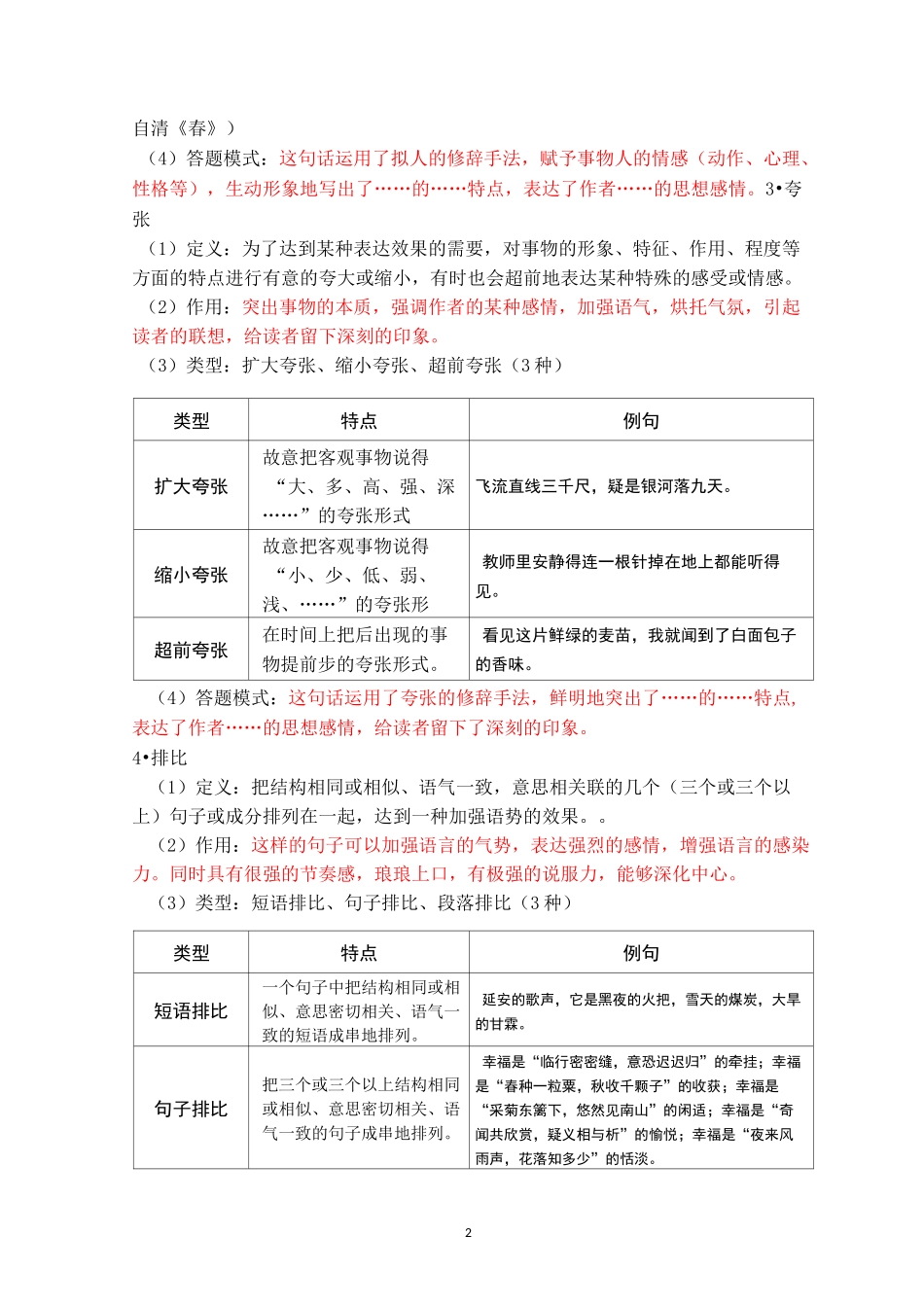 小学语文修辞手法专题复习(各类教材通用)_第2页