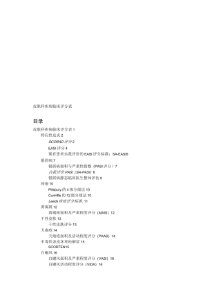 皮肤科疾病临床评分表