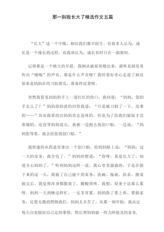 那一刻我长大了精选作文五篇