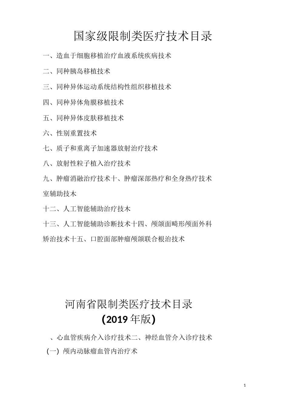最新限制类医疗技术目录_第1页