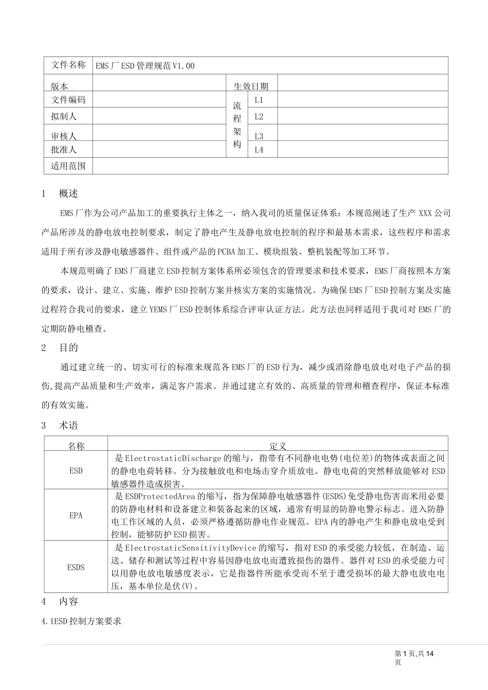 EMS厂ESD管理规范V1.00_第1页