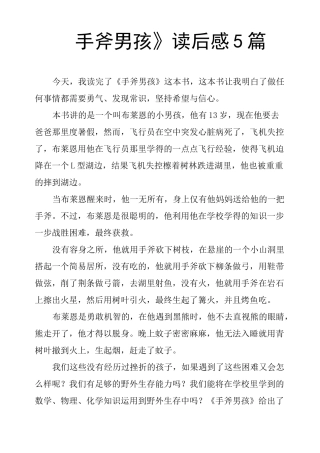 《手斧男孩》读后感5篇
