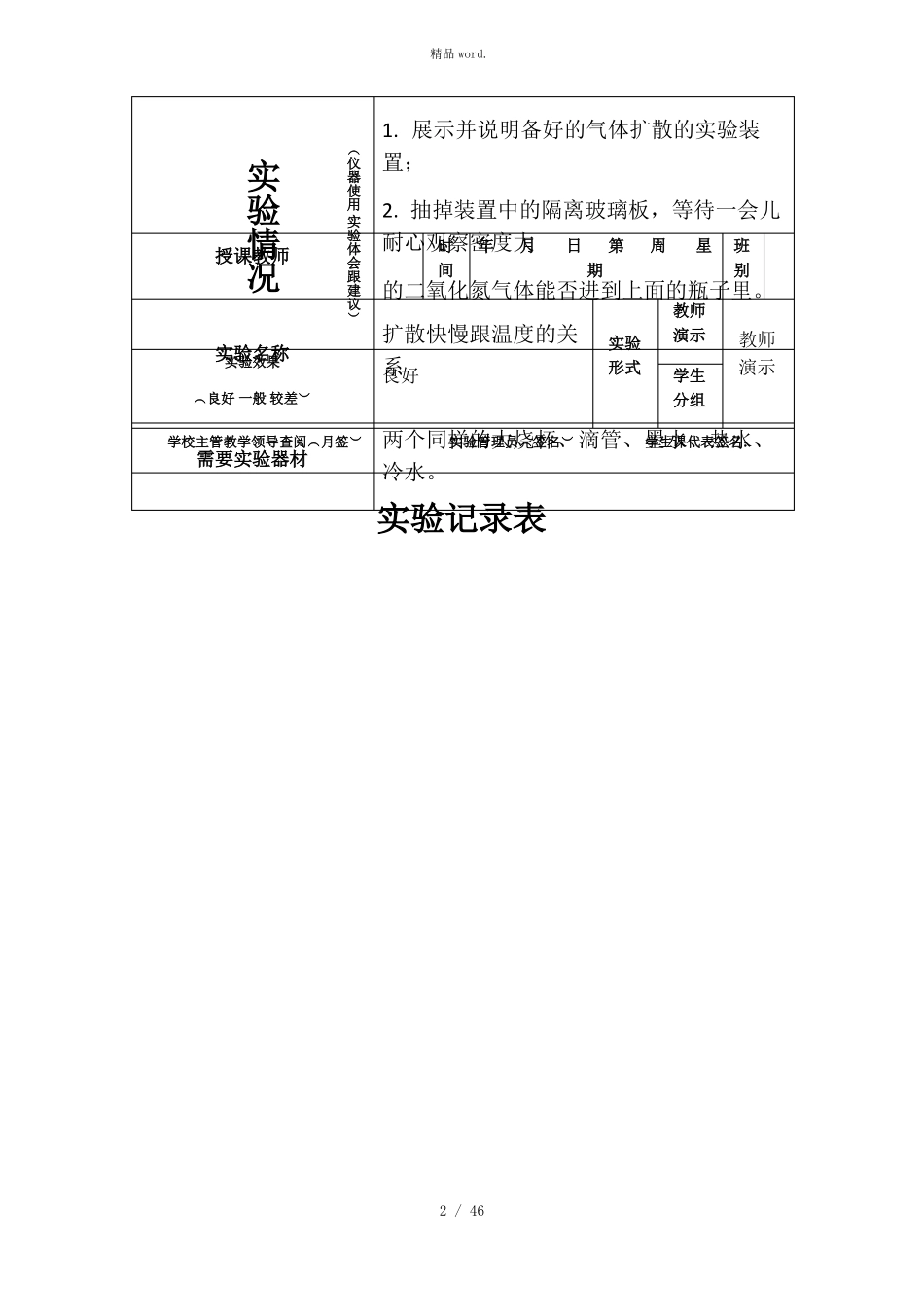 九年级物理试验记录表优选_第2页