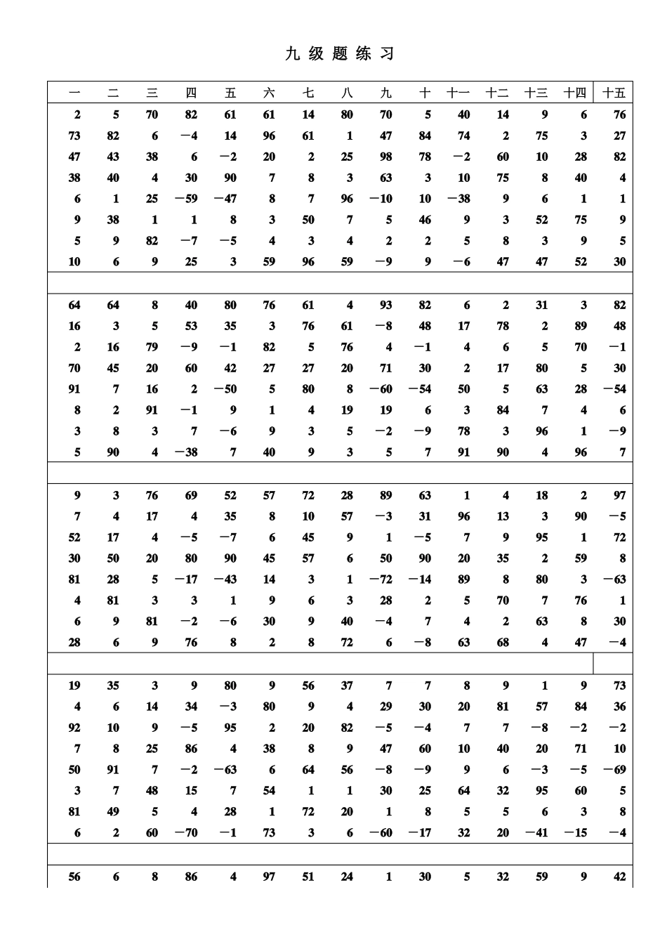 九级算练习题珠心算_第1页