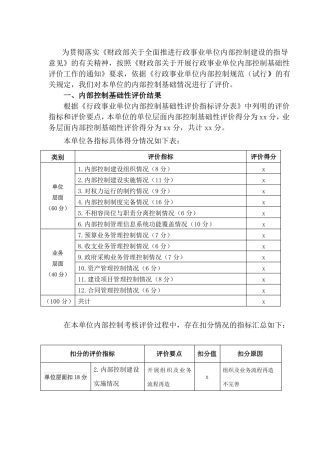乡镇内部控制考核评价报告