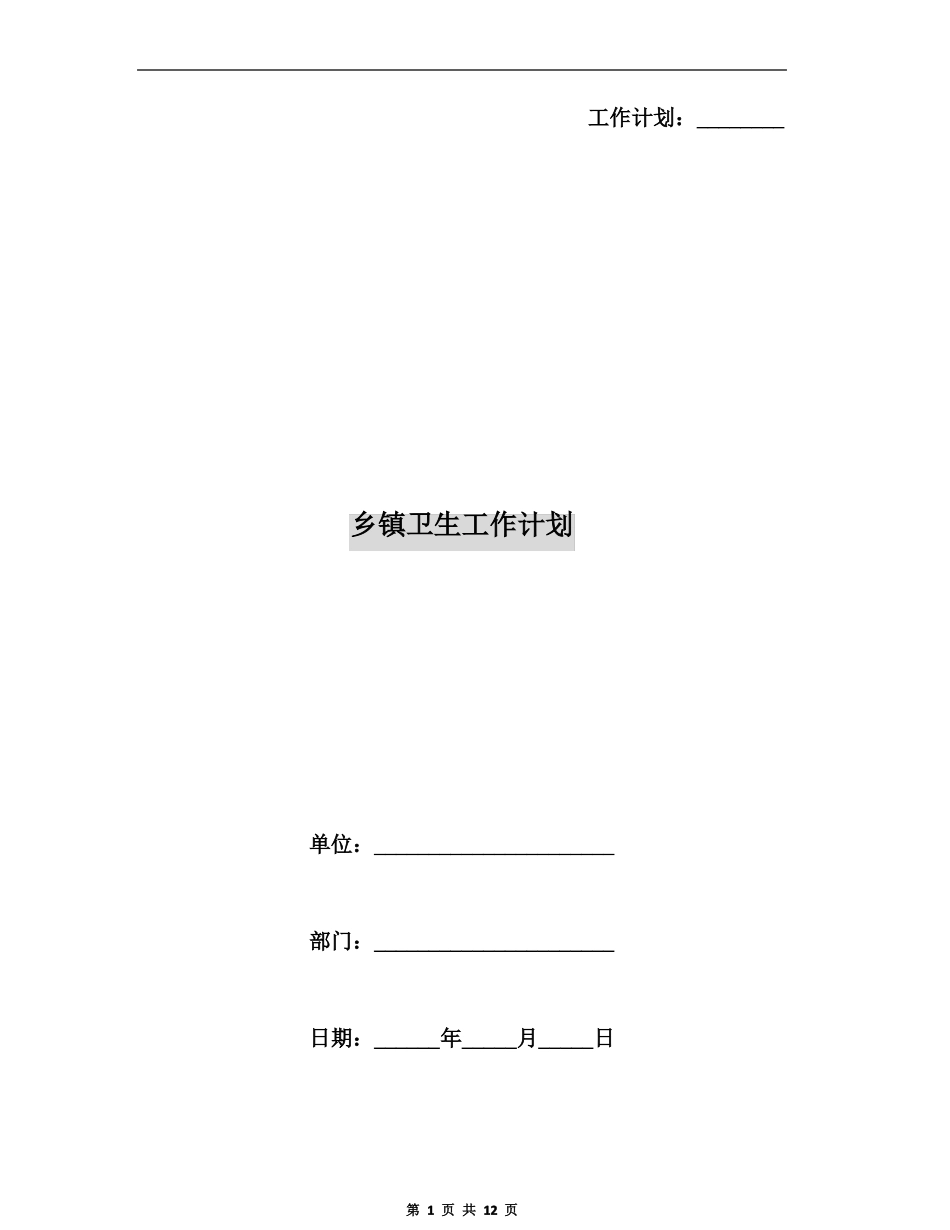 乡镇卫生工作计划_第1页