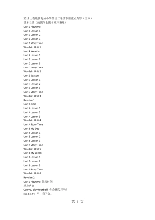 二年级下册英语重点内容文本新起点小学人教版_人教版
