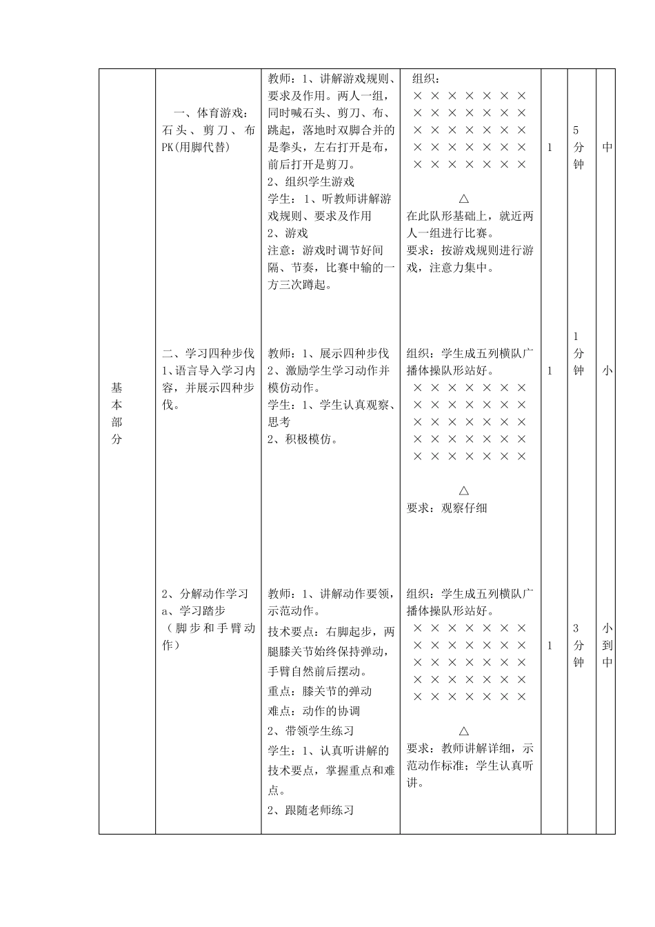 二年级体育教案-健美操基本步伐踏步、V字步、A字步、侧并步全国通用_第2页