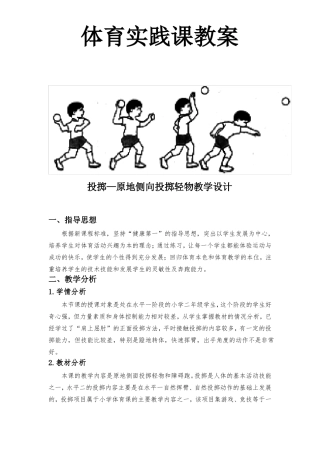 二年级体育教案投掷—原地侧向投掷轻物
