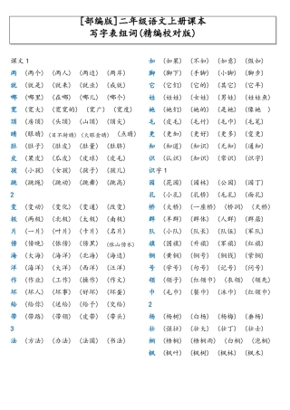 二年级语文上册课本写字表组词