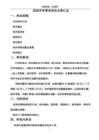 二级医院评审培训内容汇总