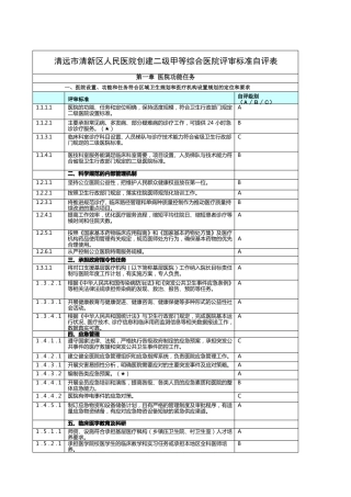 二级甲等综合医院评审标准自评表