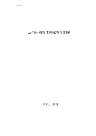 云南白药集团内部控制制度