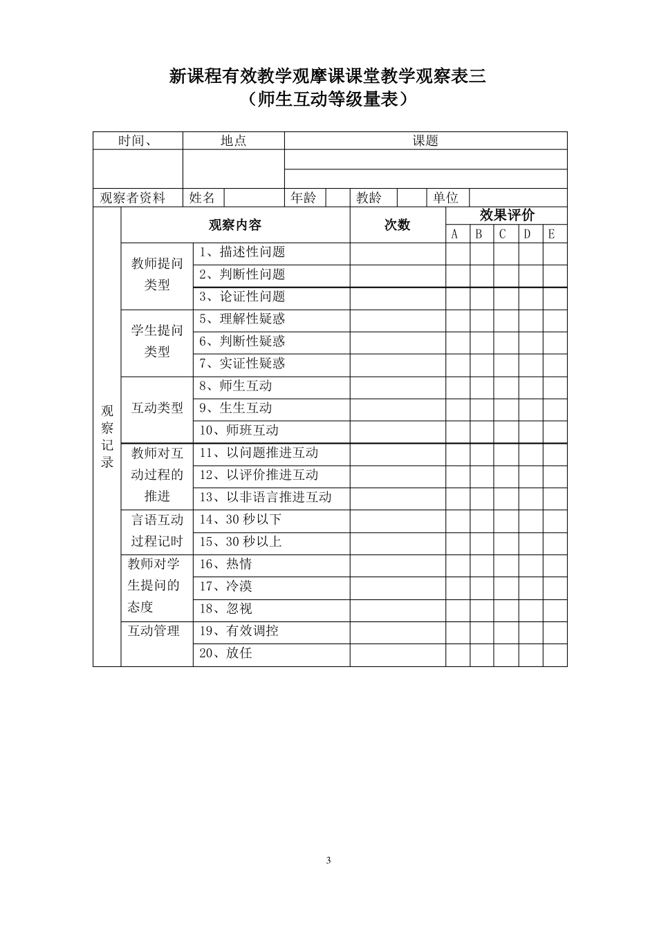 五个课堂观察量表_第3页